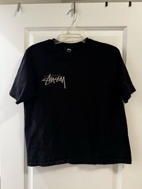 Stussy Black T-Shirt with Light Gray Logo